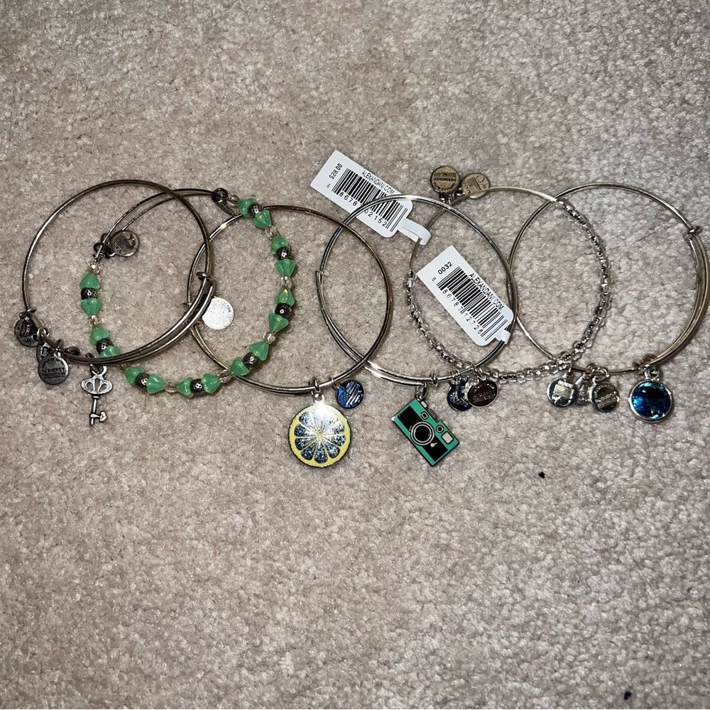 Alex and Ani bracelets silver bangles set of 5